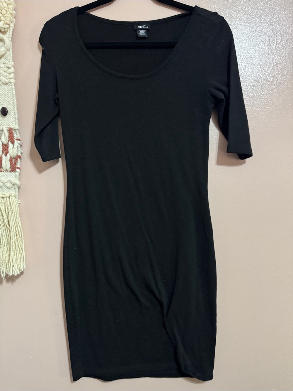 Rue21 Black Scoop Neck Midi Bodycon Dress